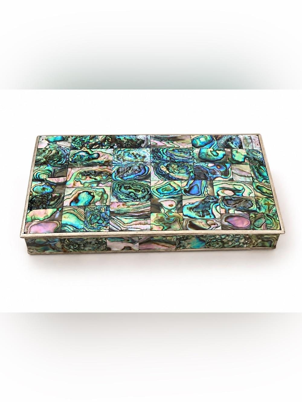 Large Vintage Tessellated Abalone
Shell Footed Box